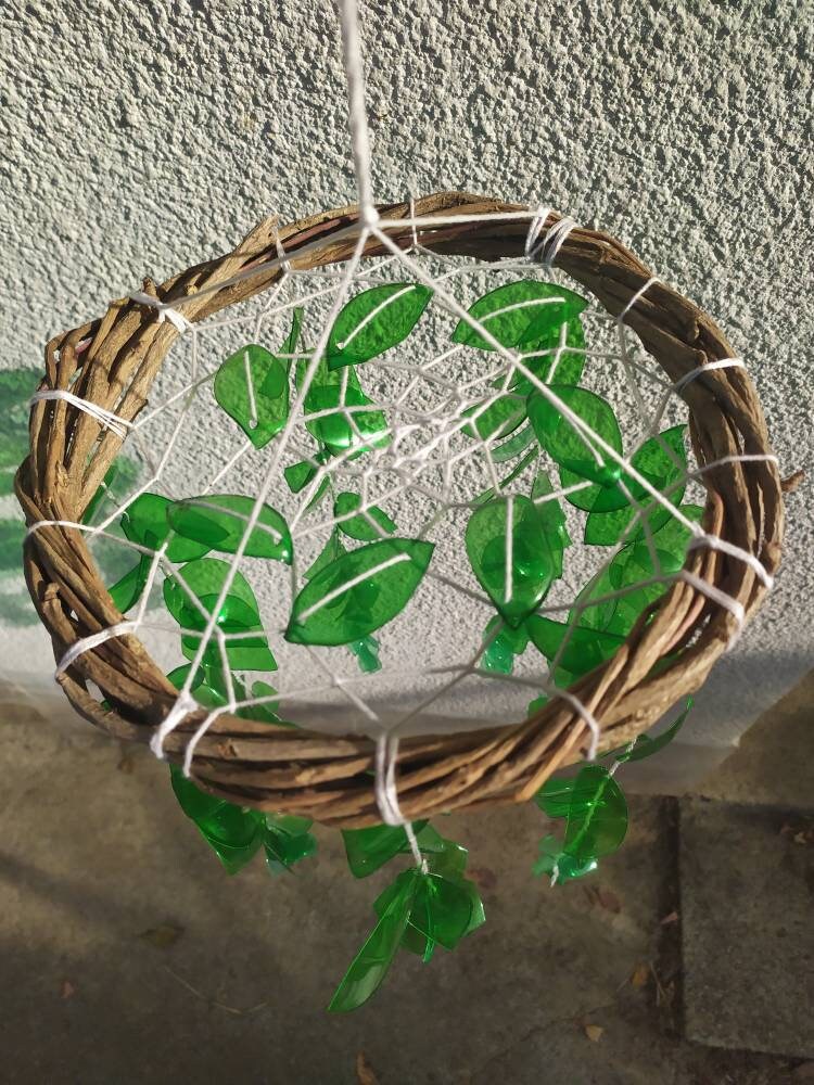 Green Suncatcher Upcycled Plastic Mobile Dreamcatcher Sustainable Wall ...