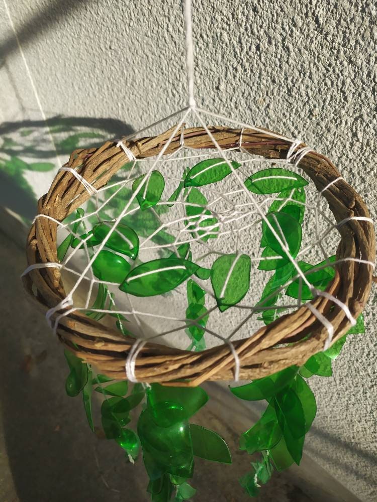 Green Suncatcher Upcycled Plastic Mobile Dreamcatcher Sustainable Wall ...