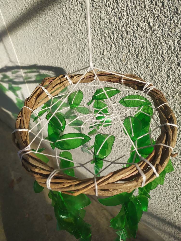 Green Suncatcher Upcycled Plastic Mobile Dreamcatcher Sustainable Wall ...