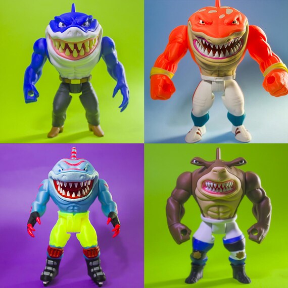 Set of 4 Street Sharks 3D Printed (ripster, Slammu Jab & Steex