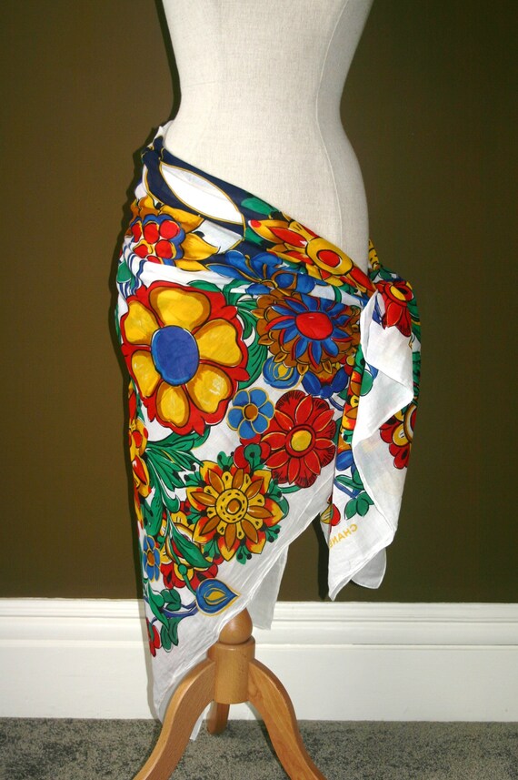 CHANEL BEACH SARONG...Chanel Flower Print Sarong,