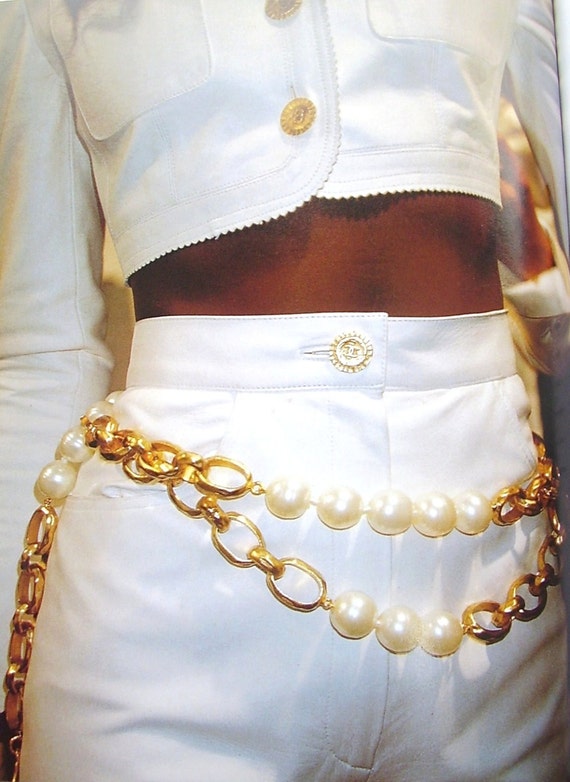 Chanel Faux Pearl And Gilt Chain Belt...Chanel Ca