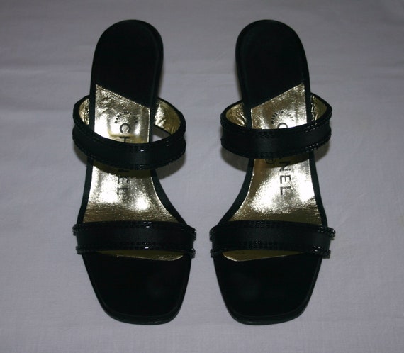 CHANEL BLACK SATIN Shoes...Chanel black satin and