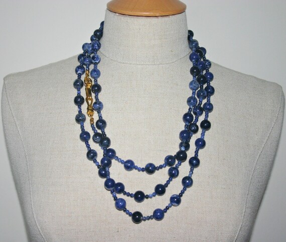 CHANEL SEMIPRECIOUS NECKLACE, Chanel Blue Beads, C