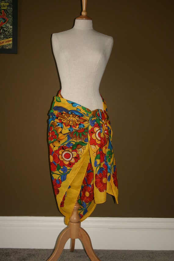 CHANEL BEACH SARONG...Bright Flower Print Chanel S