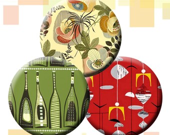 FIFTIES RETRO -  30 x 1" size images for glass and resin pendants, bottle caps, round bezel trays, etc.  Instant Download #48.