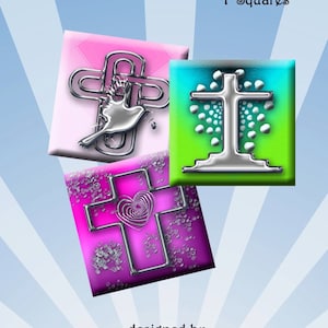 CROSSES - Digital Collage Sheet - 1 inch square images for pendants, earrings, magnets, scrap-booking. Instant Download #222.