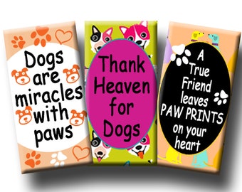 I LOVE DOGS -  Digital Collage Sheet - Domino Images (1" x 2") for pendants, earrings, decoupage, magnets etc. Instant Download #234.