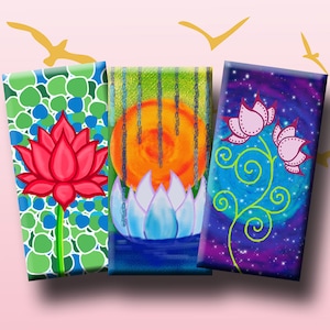 LOTUS FLOWER -  Digital Collage Sheet - Domino Images (1&quot; x 2&quot;) for pendants, earrings, gift tags, decoupage.  Instant Download #268.