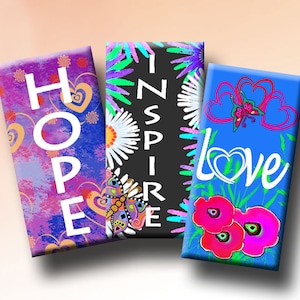INSPIRE HOPE  -  Digital Collage Sheet 1x2 inch domino images for pendants, rectangle bezel settings, magnets.  Instant Download #241.