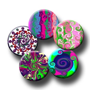 ABSTRACT DESIGNS  -  Digital Collage Sheet - 1.313&quot; Circles for 1&quot; Button and Badge Images.  Instant Download #264.