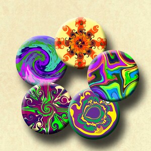 ABSTRACT DESIGNS  -  Digital Collage Sheet 1 inch round images for bottle caps, pendants, round bezels, etc. Instant Download #264.