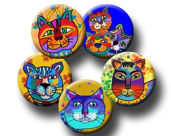 HAPPY CATS - Digital Collage Sheet 1 cm runde Bilder für Flaschenverschlüsse, Anhänger, runde Lünette, etc. Sofortiger Download #295.