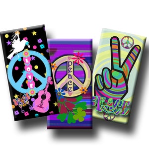 FUNKY PEACE SIGNS -  Digital Collage Sheet Domino Images (1&quot; x 2&quot;) for pendants, magnets, decoupage, scrap-booking.  Instant Download #254.