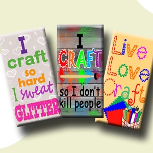 I LOVE CRAFTING  -  Digital Collage Sheet 1x2 inch domino images for pendants, rectangle bezel settings, magnets.  Instant Download #253.