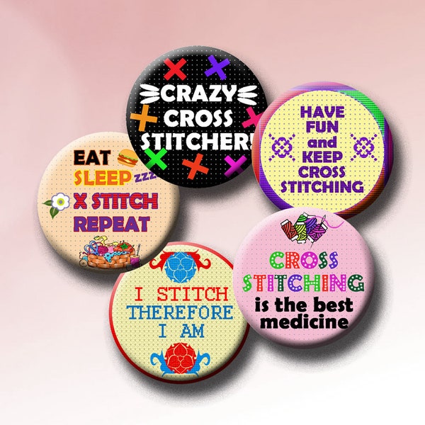 I LOVE CROSS STITCHING - Quotes - 1 inch round images for bottle caps, pendants, round bezels, decoupage etc. Instant Download #281.