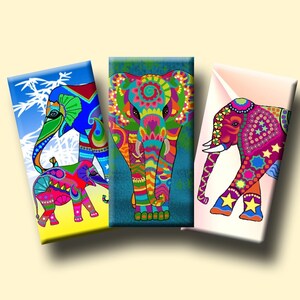 ELEPHANTS -  Digital Collage Sheet Domino Images (1&quot; x 2&quot;) for pendants, charms, key fobs, decoupage etc. Instant Download #269.