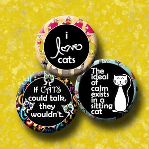 I LOVE CATS - 1.313 Inch Round Images for 1