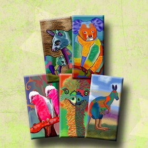 AUSTRALIAN WILDLIFE  Digital Collage Sheet 1x2 inch Domino Images for pendants, rectangle bezel settings, magnets. Instant Download #271.