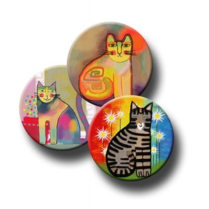 FUNKY CATS  Collage Sheet 2.625 inch round images for 2.25&quot; buttons and badges etc.  Instant Download #213.