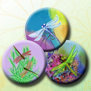 DRAGONFLIES -  Digital Collage Sheet 1 inch round images for bottle caps, pendants, round bezels, magnets etc. Instant Download #247.