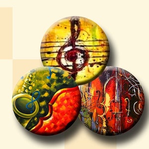 MUSICAL DREAMS -  Digital Collage Sheet 1 inch round images for bottle caps, pendants, round bezels, etc. Instant Download #95.