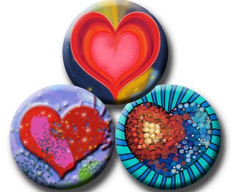 Funky Hearts Collage Sheet: 1" Round Images (Digital Download)