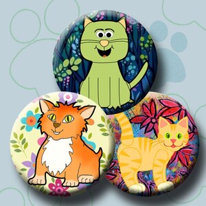 CUTE CATS  Digital Collage Sheet 1inch round images for bottle caps, pendants, round bezels, etc. Instant Download #184.