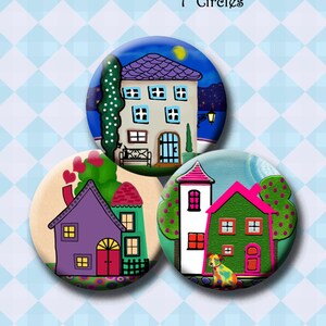 HOME SWEET HOME -  Digital Collage Sheet 1 inch round images for bottle caps, pendants, round bezels, etc. Instant Download #223.