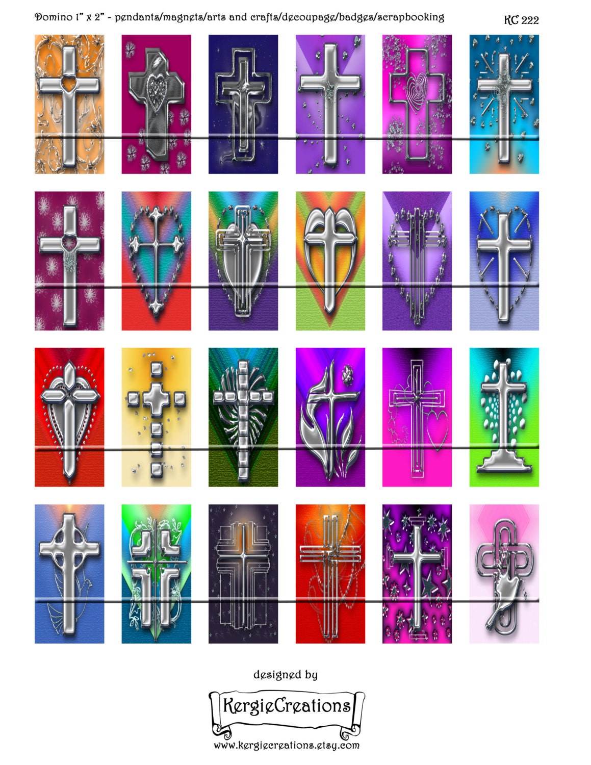 CROSSES Digital Collage Sheet 1x2 inch domino images for | Etsy