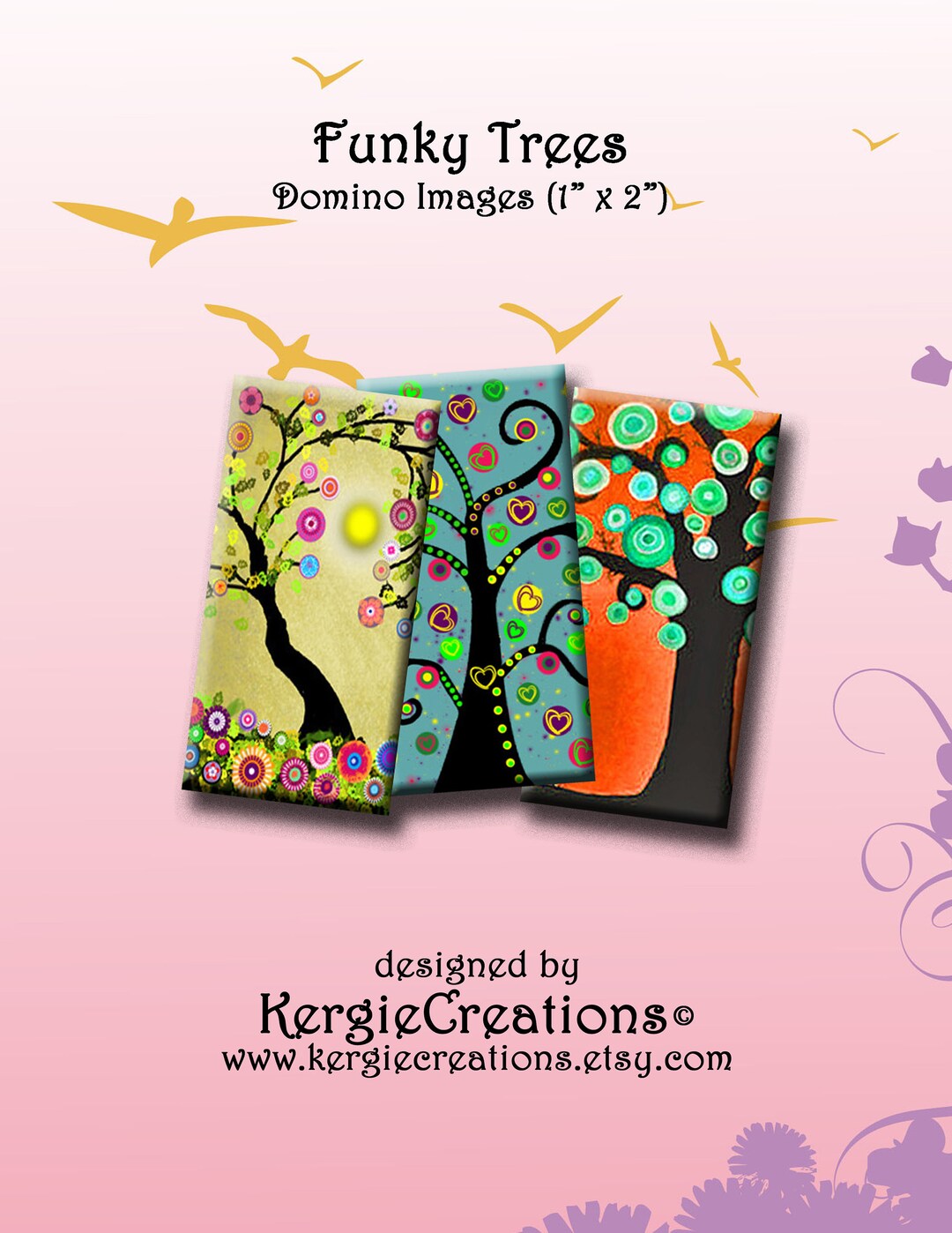 FUNKY TREES Digital Collage Sheet - Domino Images (1