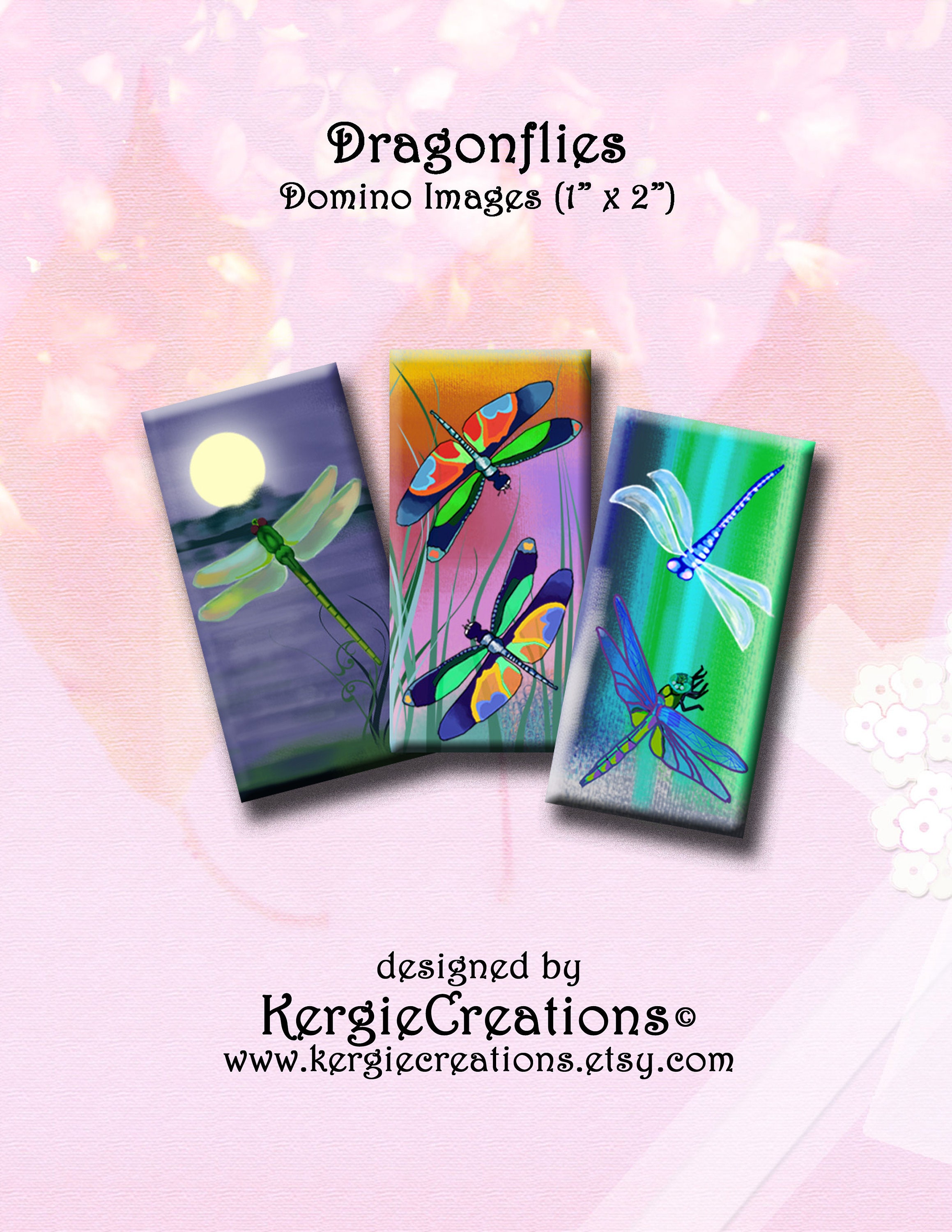 DRAGONFLIES - Digital Collage Sheet 1 X 2 Inch Domino Images for ...