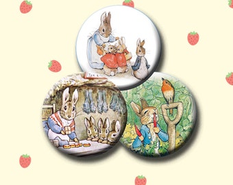 BEATRIX POTTER - Digital Collage Sheet 1 inch round images for bottle caps, pendants, round bezels, etc. Instant Download #114.