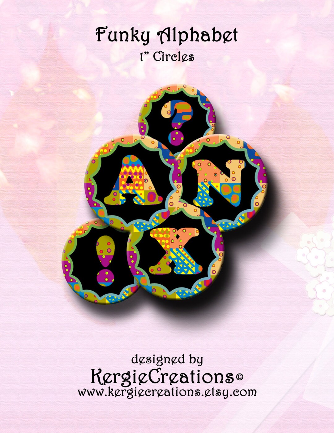 FUNKY ALPHABET - Digital Collage Sheet - 1 Inch Round Images for ...