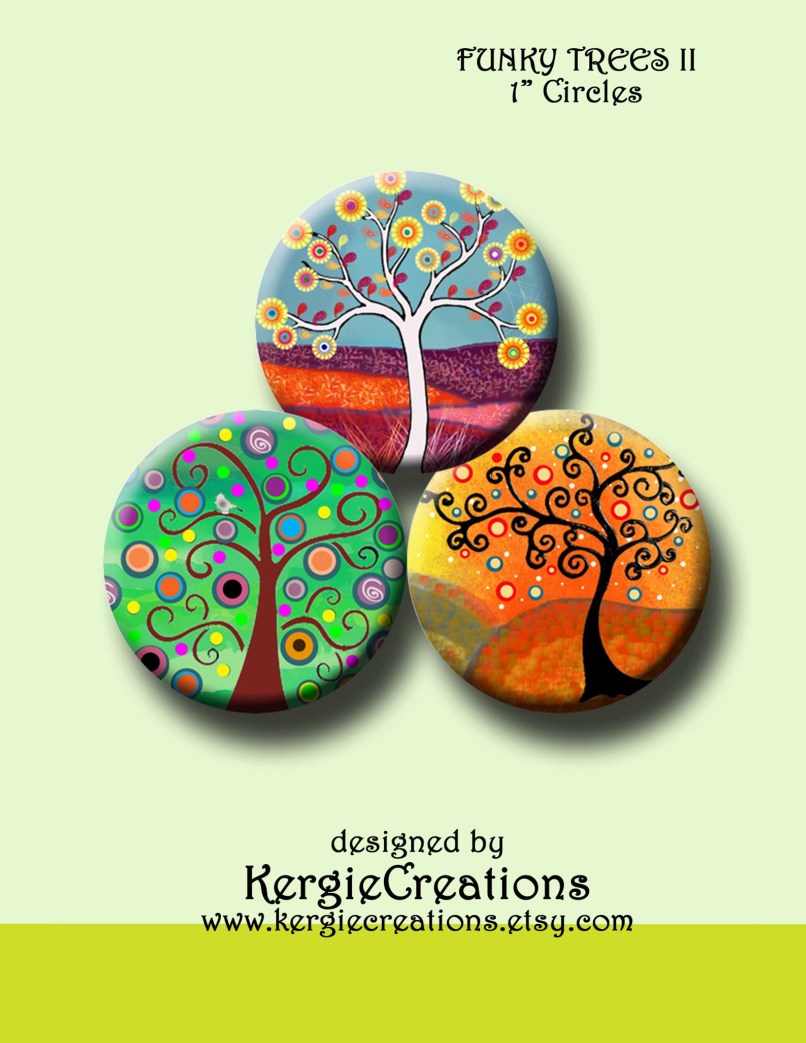 FUNKY TREES II 30 X 1 Inch Round Images for Glass and Resin | Etsy