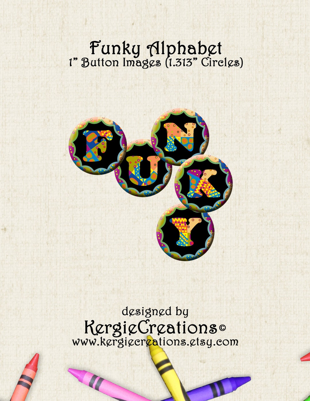 FUNKY ALPHABET - Digital Collage Sheet - 1.313 Inch Round Images for 1 ...