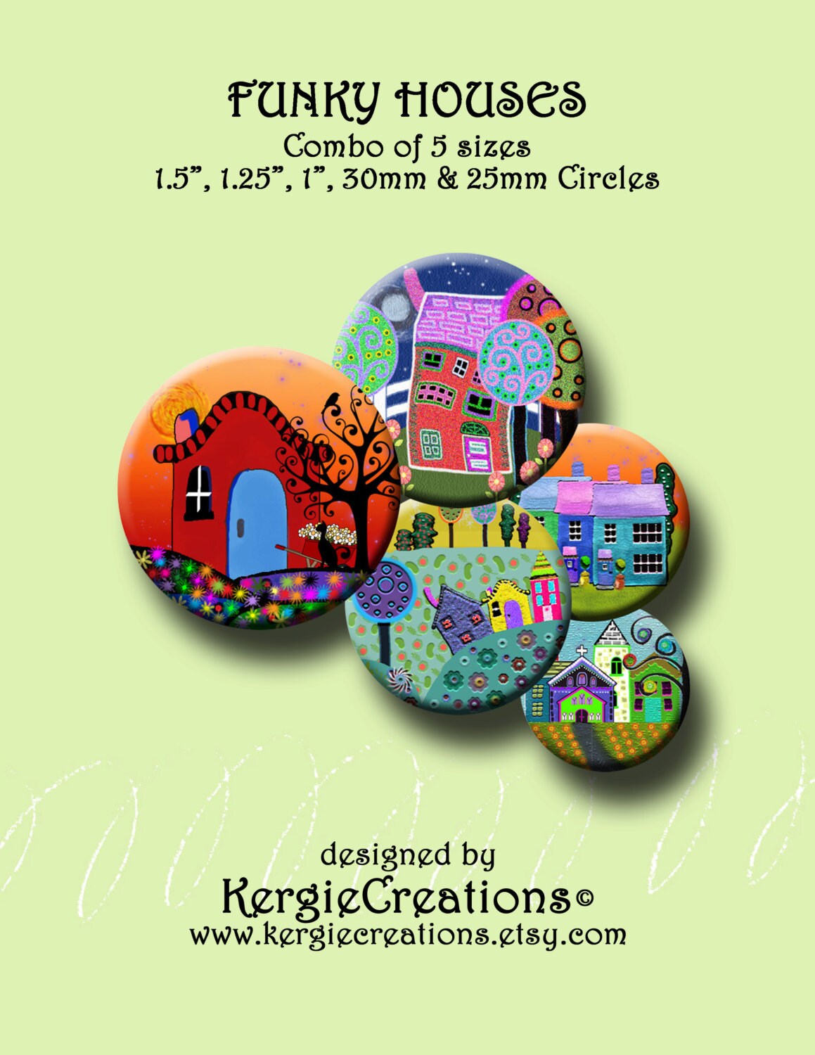 FUNKY HOUSES 30 x 1 1.5 1.25 30mm & Etsy