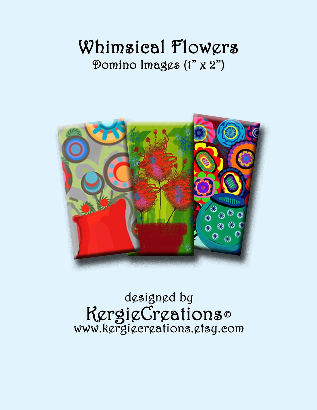 WHIMSICAL FLOWERS - Digital Collage Sheet 1 X 2 Inch Domino Images for ...