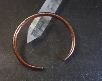 Thin Rustic Copper Cuff Bracelet 3mm Diameter