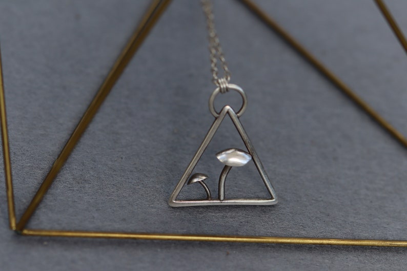 Handcrafted 3D Mushroom Necklace Eco Recycled Sterling Silver 925 Made to Order Artisan Silversmith Metalsmith