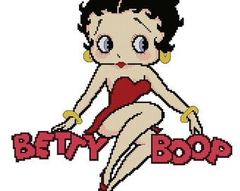 BBoop Sitting on Name Cartoon Sexy Lady -Cross Stitch PDf Downloadable Pattern