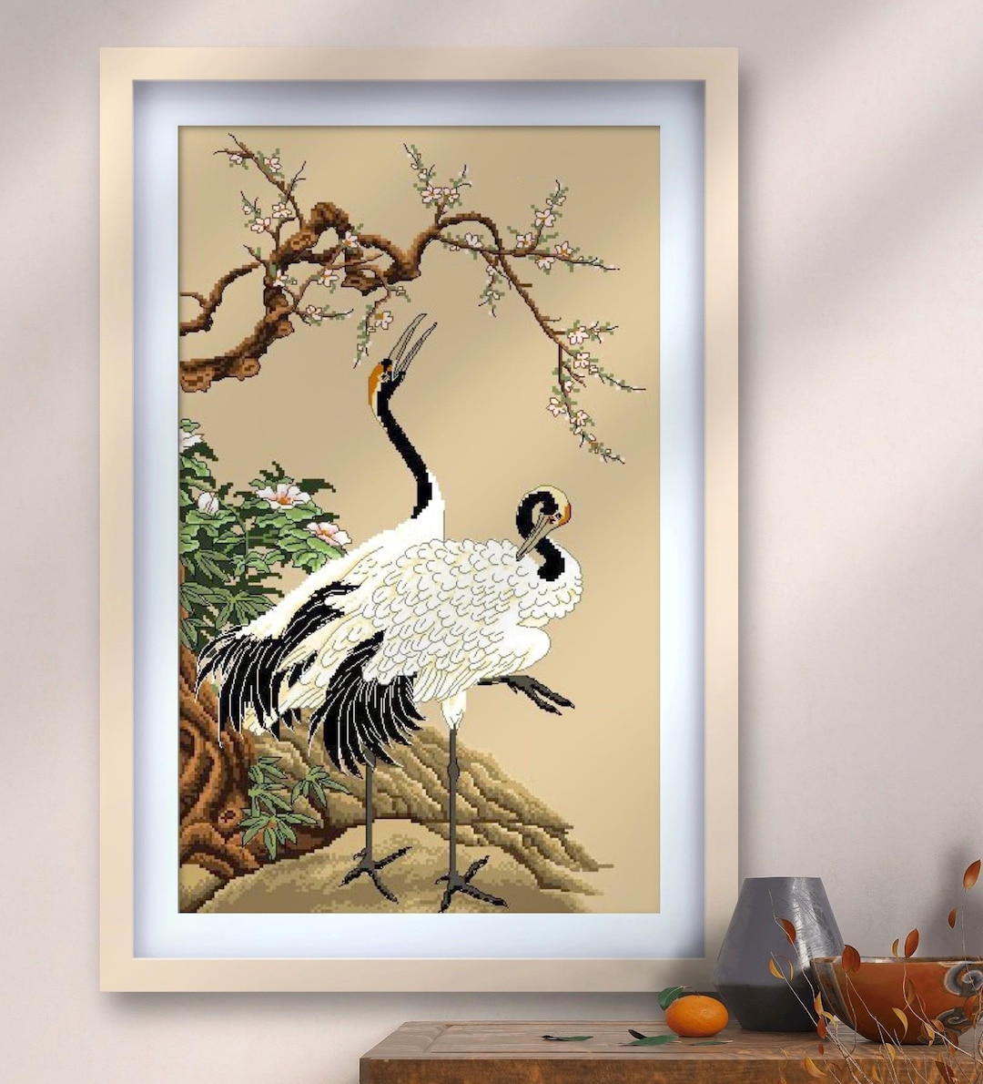 Cross Stitch Pattern Two White Cranes Oriental Design Cross Stitch PDF ...