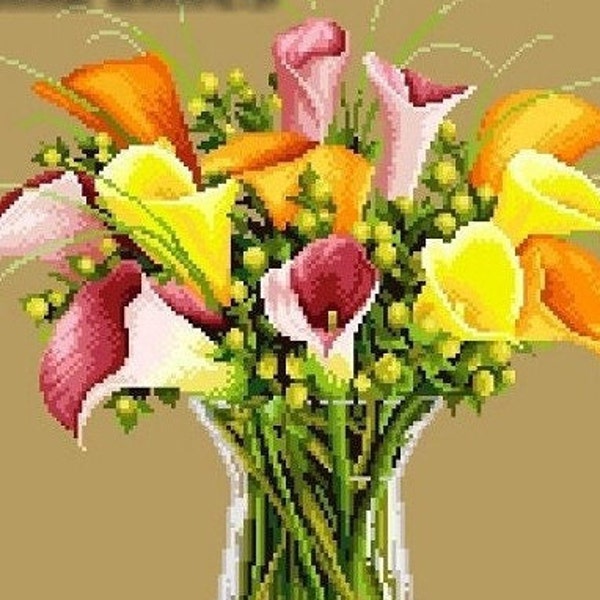 Bouquet of Calla Lilies -Cross Stitch PDF Pattern -Downloadable File