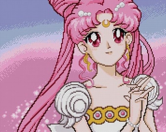 Pretty Pink Princess SM -Anime Lady Design -SMoon -Cross Stitch PDF Downloadable Pattern