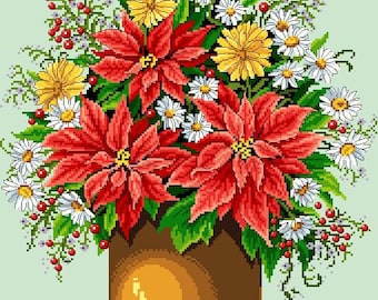 Flowers of the Season -Winter Florals -Cross Stitch PDF Pattern