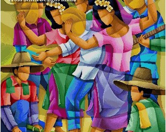 Tinikling -Filipino Art in Cross Stitch PDF Downloadable Digital Pattern