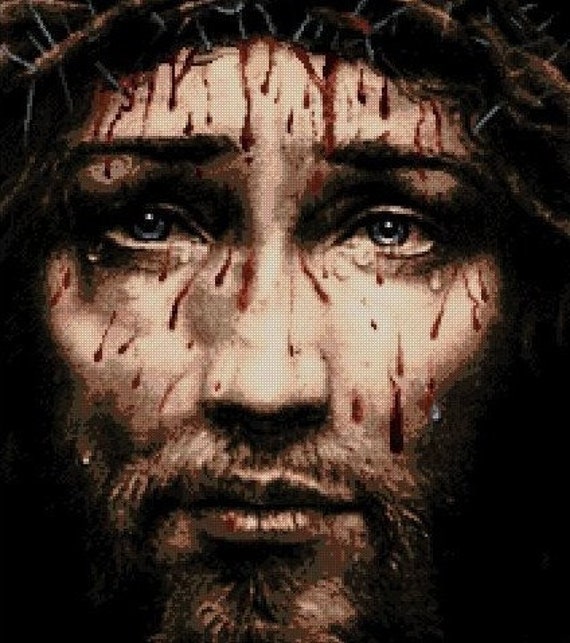 JESUS Bleeding Face cross Stitch PDF Pattern Etsy Australia