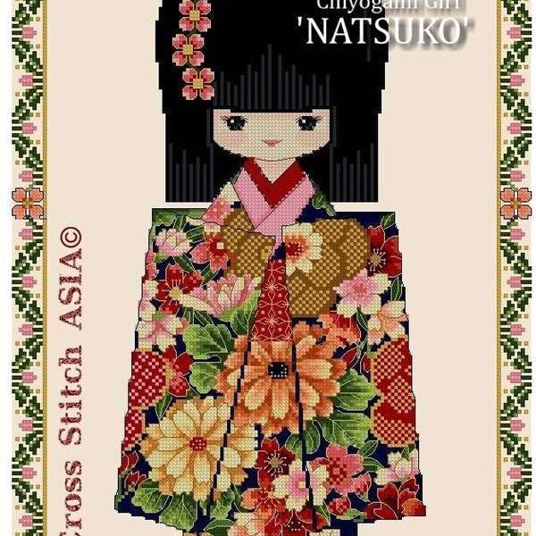 Chiyogami Girl NATSUKO -Cross Stitch ASIA PDF Pattern