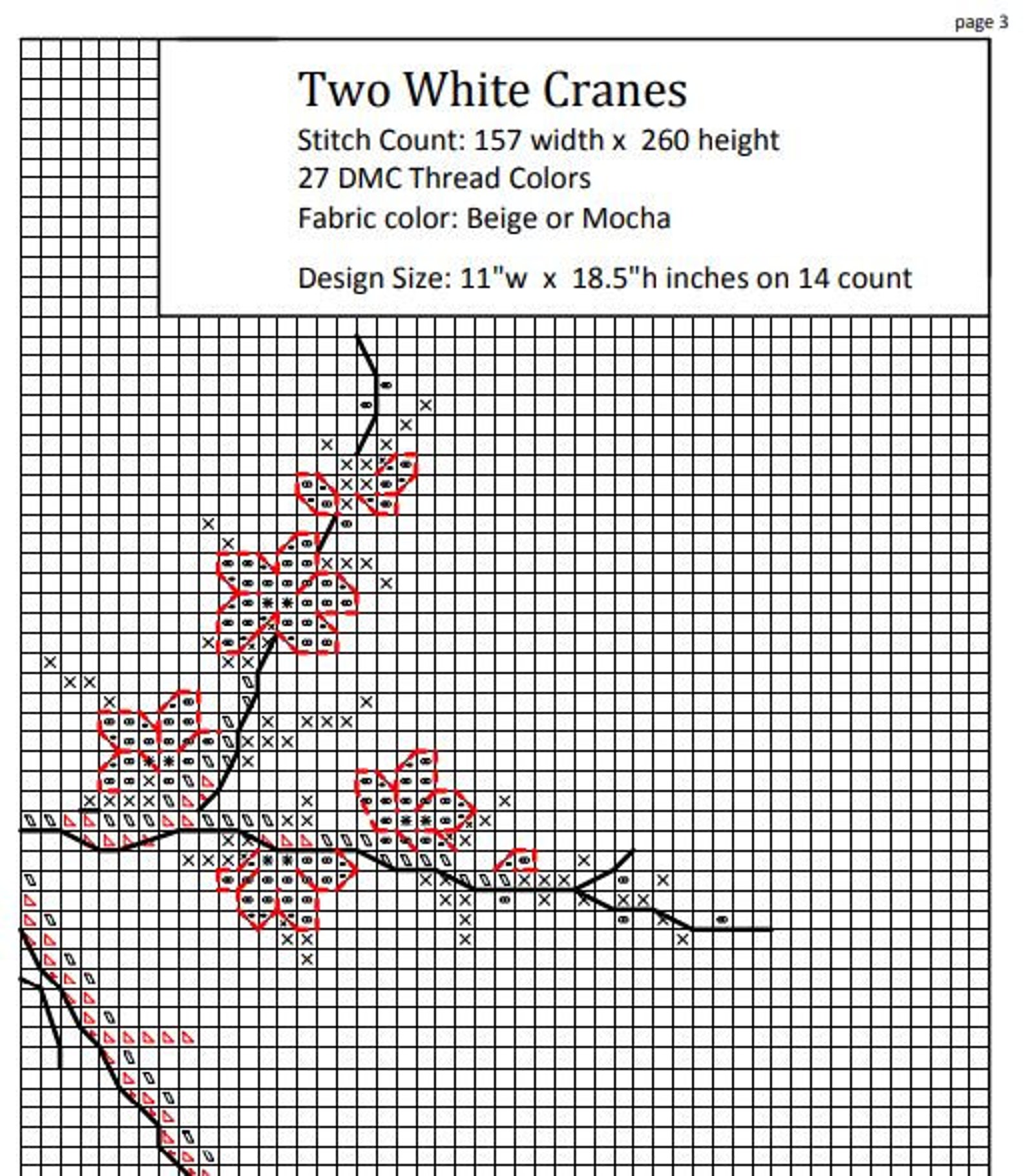Two White Cranes cross Stitch PDF Pattern oriental Art Design - Etsy