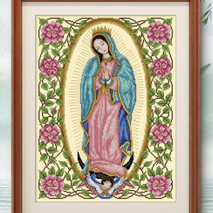 Modèle de point de croix Sainte Marie de Guadalupe révisé - modèle de point de croix numérique à télécharger au format PDF